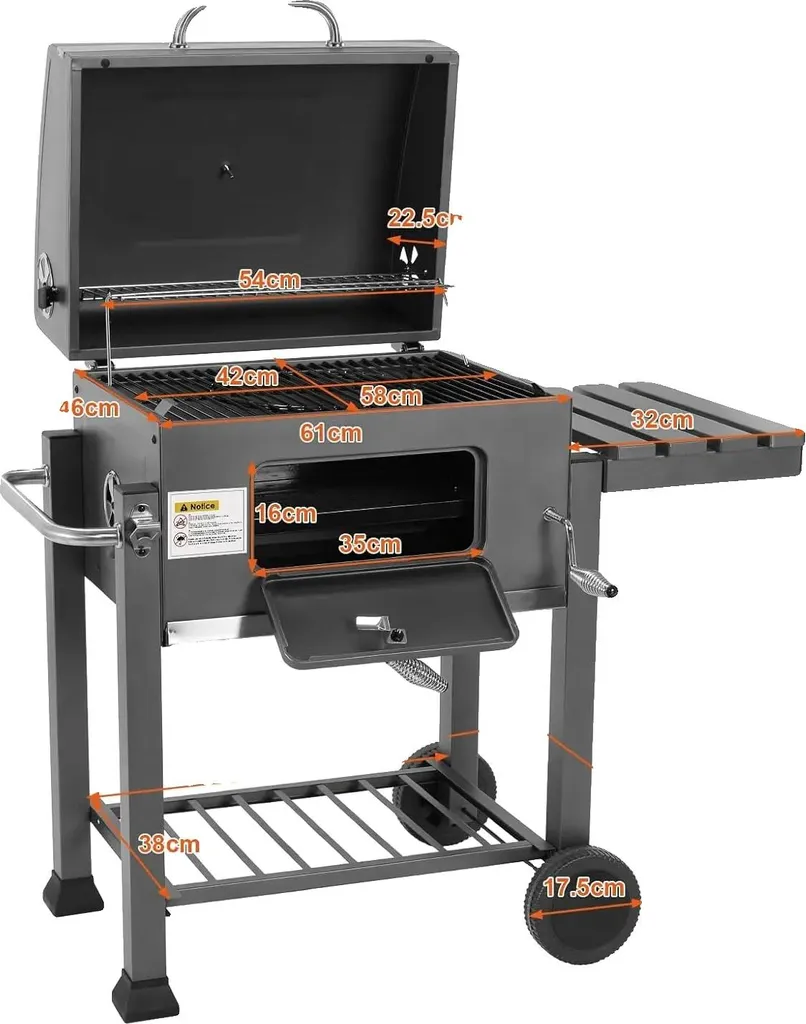Barbecue au charbon de bois anti-embrasement en acier facile à monter