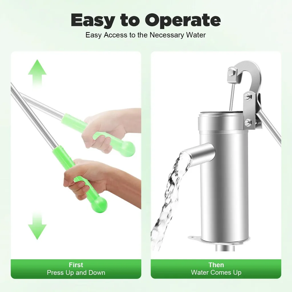 Pompe à eau pour jardin et parc sans électricité Inox aspiration 8 m - 11