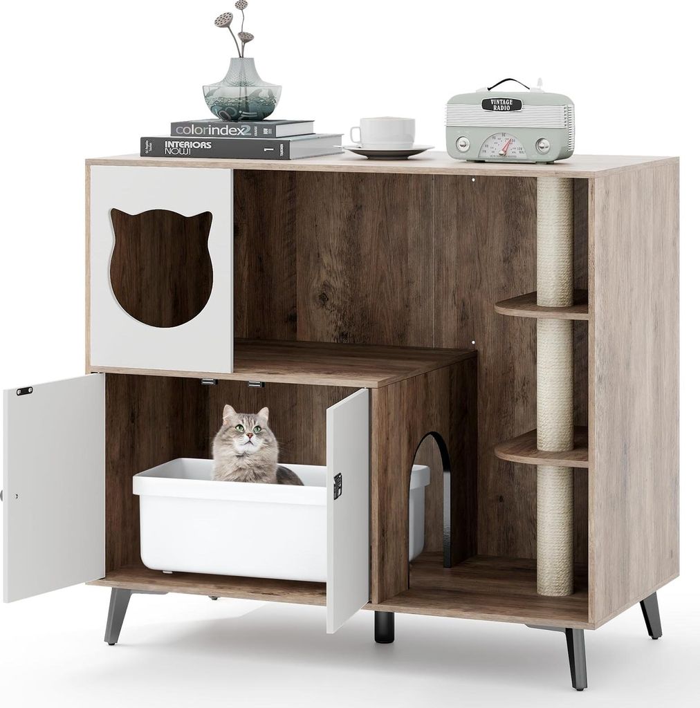 GOPLUS Katzenschrank Holz, Katzentoilette mit Produktbild 