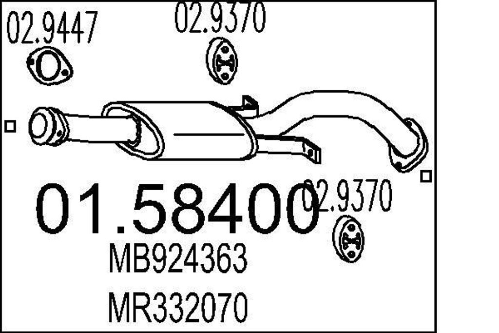 MTS 01.58400 Mittelschalldämpfer Schalldämpfer für MITSUBISHI PAJERO II (V3W, V2W, V4W)