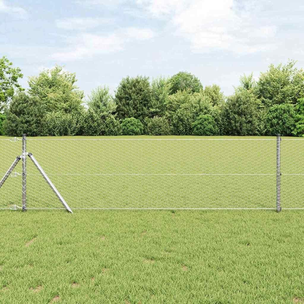 Zaunpfosten Silber 10 x 0,6 m (25 mm Maschen) Stahl
