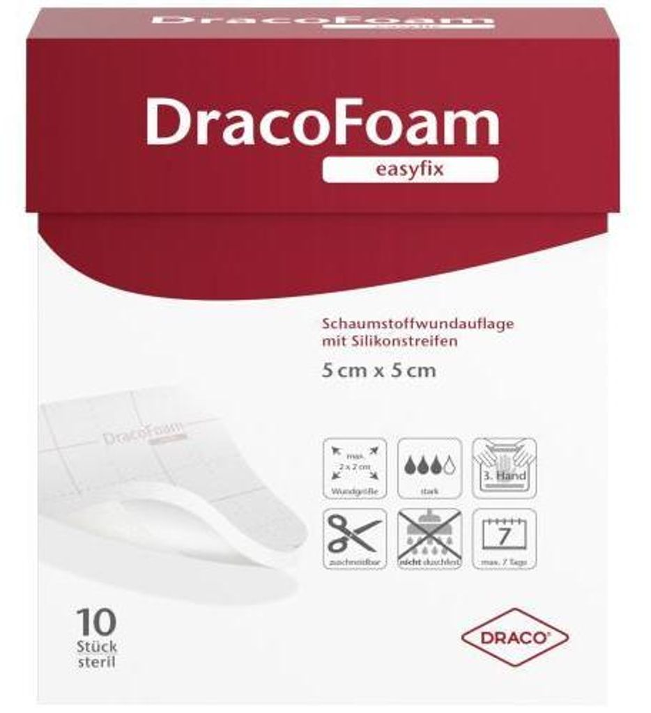 Dracofoam easyfix Schaumstoff Wundauflage 5x5 cm 10 St