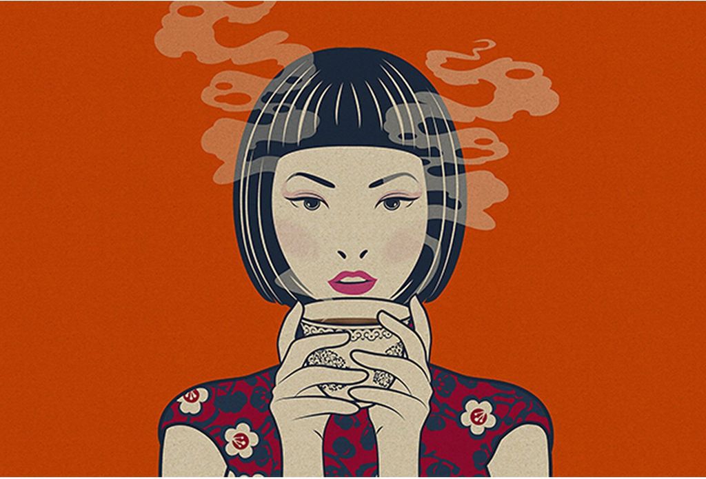 Tadessi Fototapete | Frau | 4.00 m x 2.70 m | Orange | Beige | Wandbild | Digitaldruck