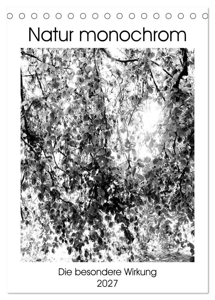 Natur monochrom Die besondere Wirkung (Tischkalender 2027 DIN A5 hoch), CALVENDO Monatskalender