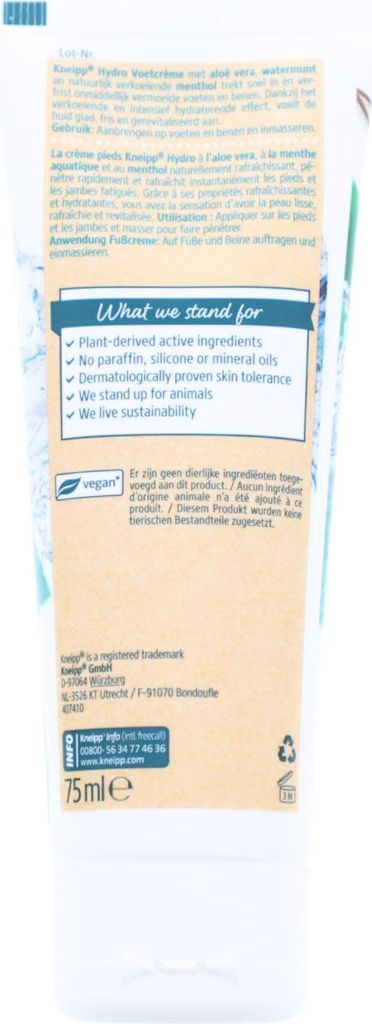 Kneipp Hydro Fusscreme 75ml Aloe Vera & Wasserminze für trockene Füsse