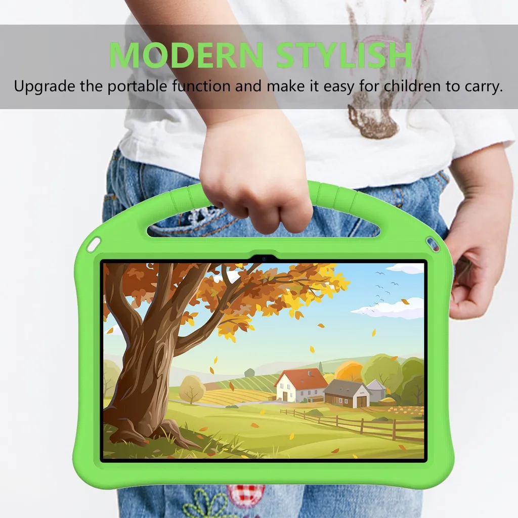 Custodia per bambini per Lenovo Tab P11 Pro 2nd Gen 11.2 (TB-132FU/TB-138FC) 2022, custodia antiurto leggera in EVA con supporto pieghevole e maniglia verde