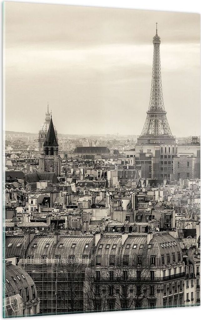 Bilder auf glas - Einteilig - Paris Stadt Zuhause - 50x70cm - Glasbilder - Wandbilder - Bilder - zum Aufhängen bereit - Wanddekoration aus Glas - ...