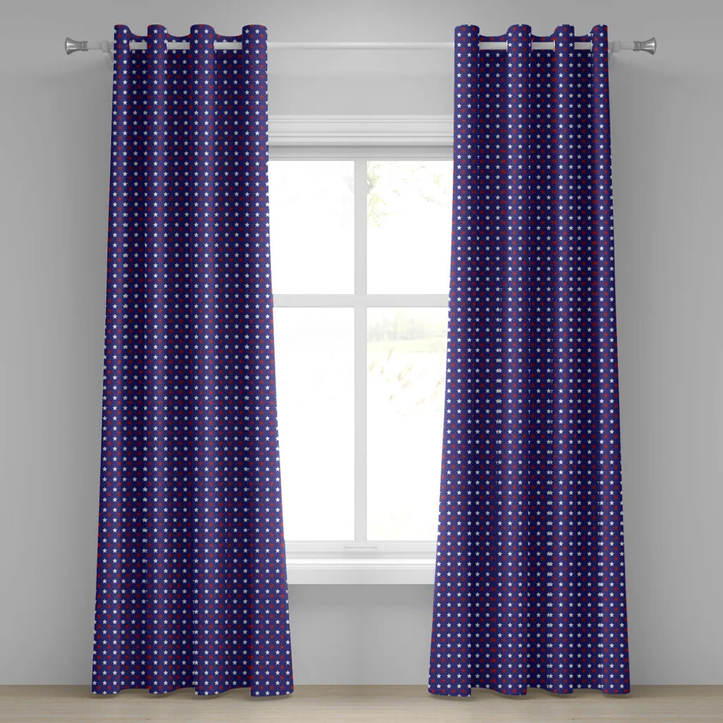 Paire de rideaux décoratifs thème États-Unis d'Amérique 280x245cm bleu