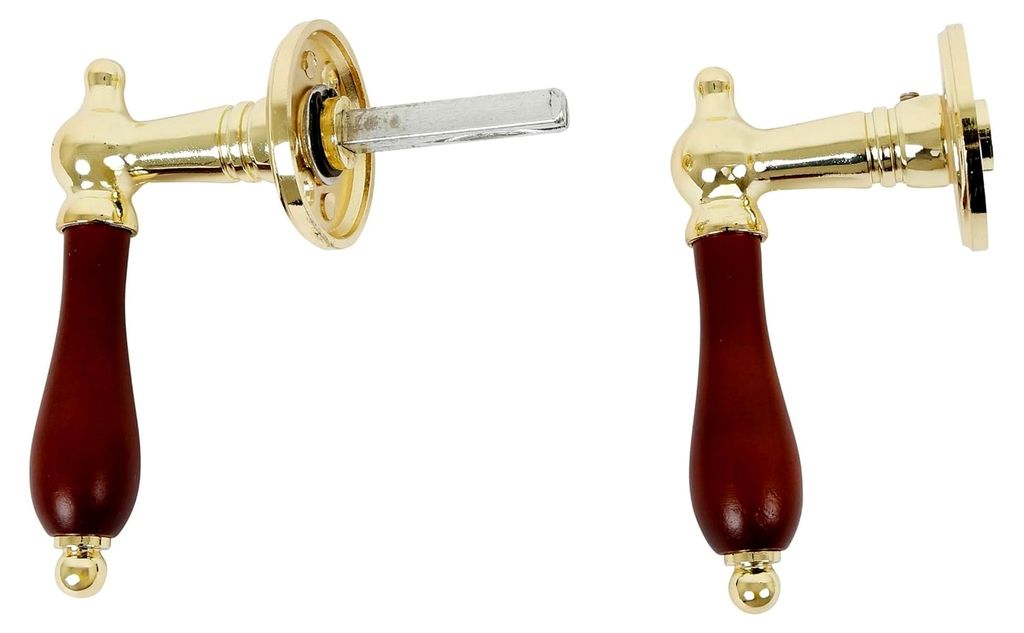Türgriff aus Messing mit dunklem Griff – Rosetten, Schlüsselplatte und Schrauben inklusive – dänisches Design für Innentüren (30-45 mm)