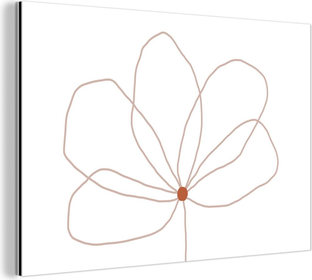 MuchoWow Wanddekoration Metall Metallbild Wandkunst 90x60 cm Blume - Strichzeichnung - Natur MuchoWow Aluminium Gemälde - Wandbilder