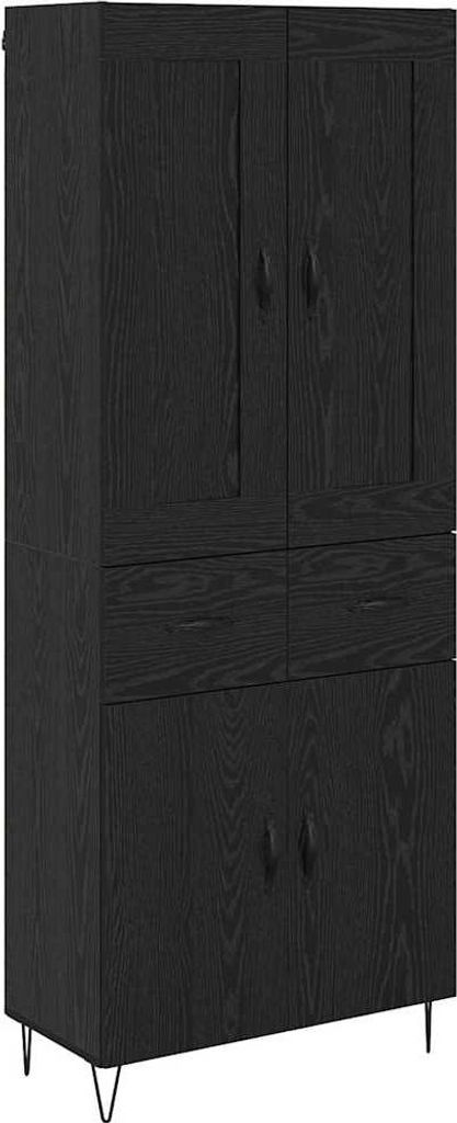 Highboard Schwarz Eichen-Optik 69,5 x 34 x 180 cm Holzwerkstoff