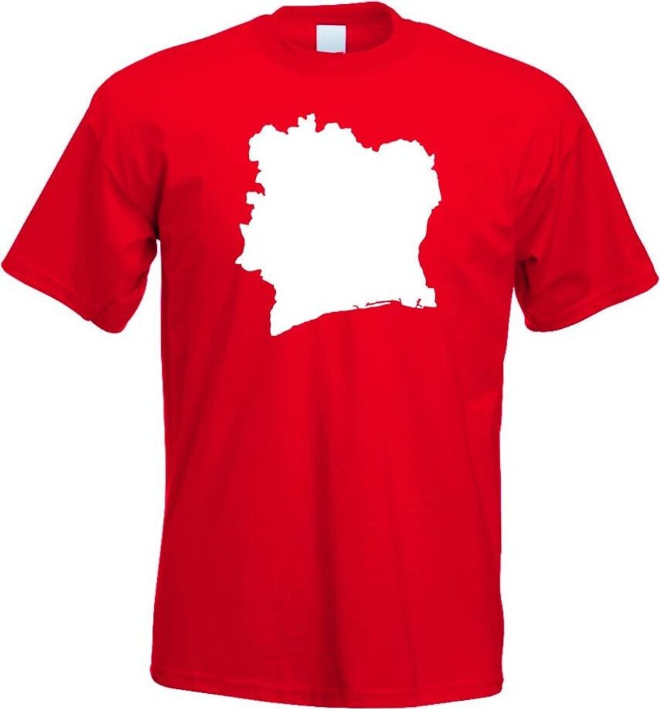 Kiwistar - T-Shirt - rot - Elfenbeinküste Umriss Kontur Herren Funshirt Bedruckt Design Sprüche Spruch Motive - mit Motiv Bedruckt - Funshirt Des...