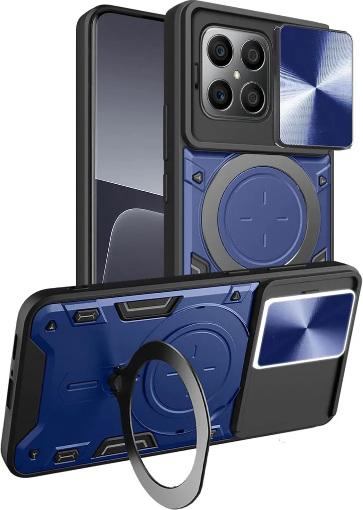 Cover Robusta per Honor X6 / X8 5G Blu: Doppia Protezione e Anello Cavalletto