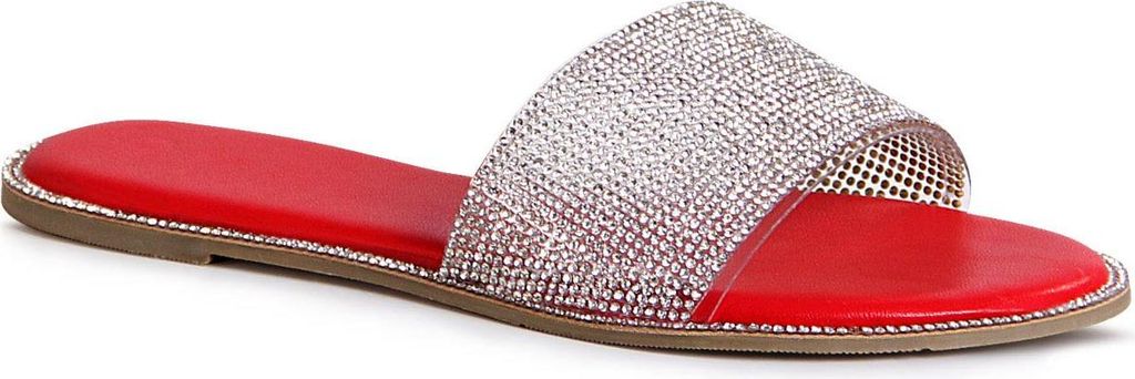 topschuhe24 1787 Damen Glitzer Sandalen Pantoletten, Farbe:Rot, Größe:39 EU