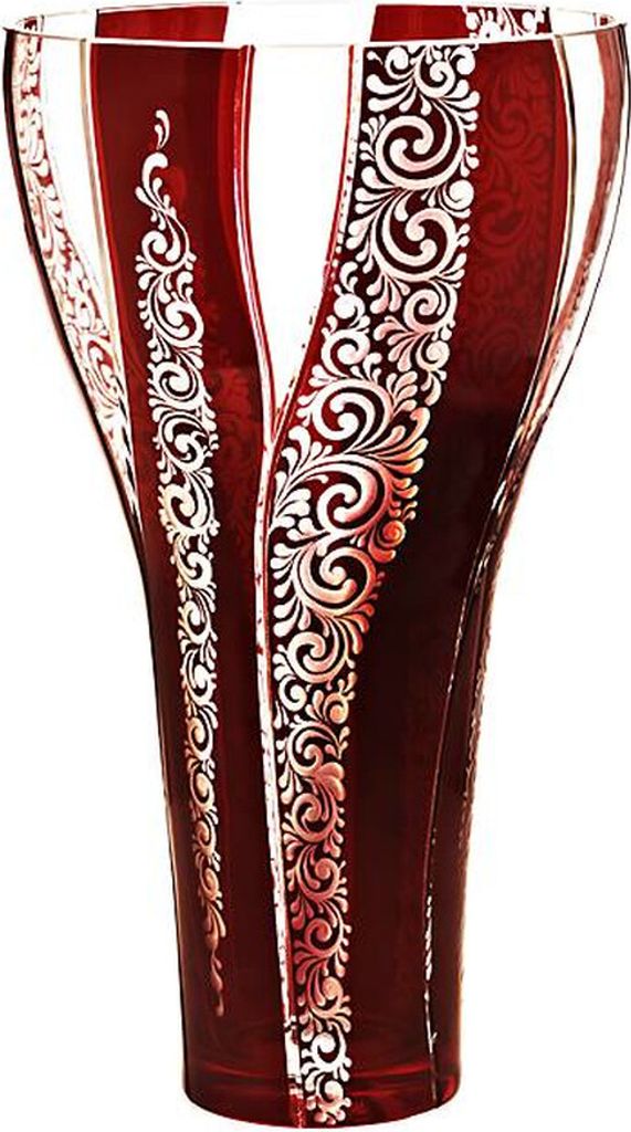 Vase Red Queen 35 cm, Rot/Weiß, aus Glas