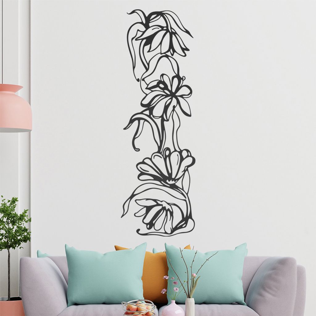 Blumen - Ranken Wandtattoo in 6 Größen - Wandaufkleber Wall Sticker - Dekoration, Küche, Wohnzimmer, Schlafzimmer, Badezimmer