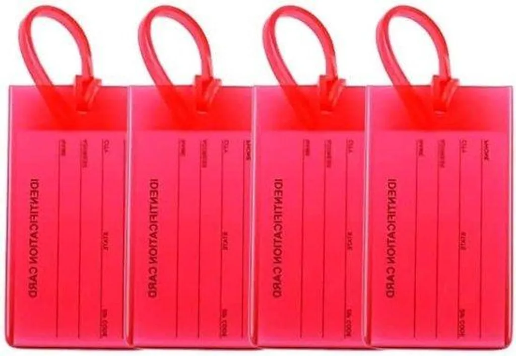 Étiquettes bagages incassables et souples rouge clair - Pack de 4