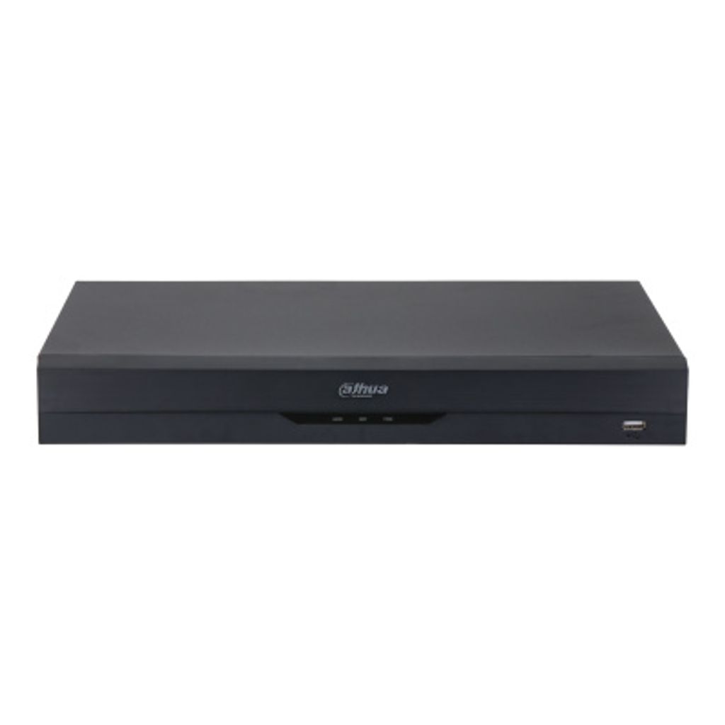 A black DVR recorder is shown centered on a white background.