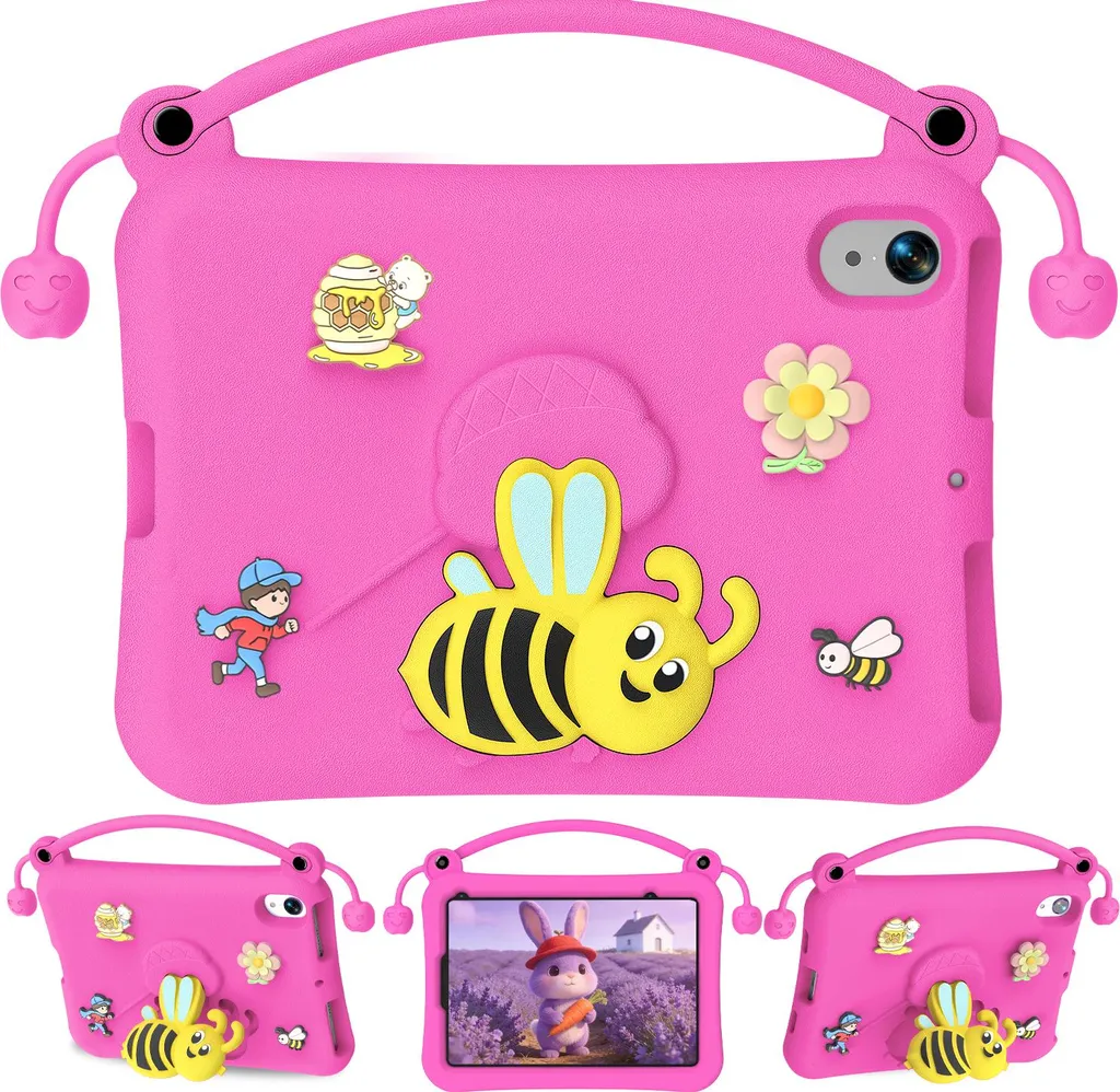 Custodia iPad 11" 2025 Ape Rosa Rosso - Robusta e Leggera per Bimbi