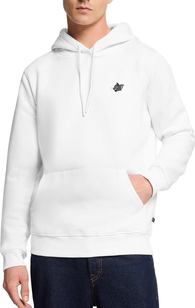 Spreadshirt Tom & Jerry Tom Als Stick-Design Herren Premium Hoodie, S, Weiß