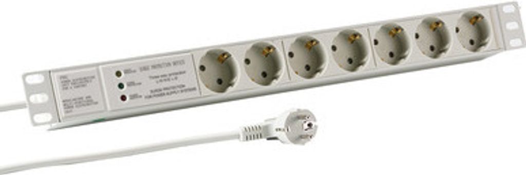 EFB 19" 1HE Steckdosenleiste 7xCEE 7/3 mit ÜSS,Alu,sw