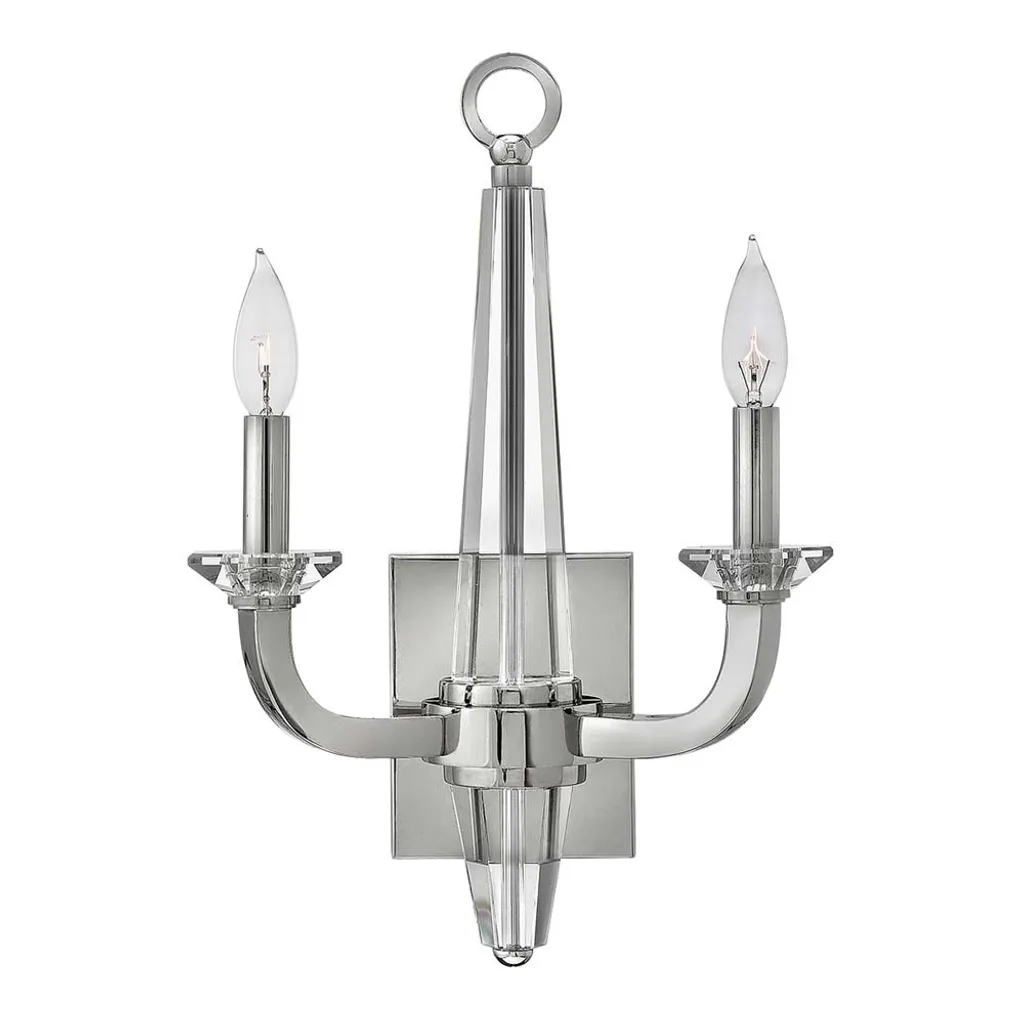 Applique Murale Ascher Quintiesse Nickel Poli et Cristal 2xE14 45cm