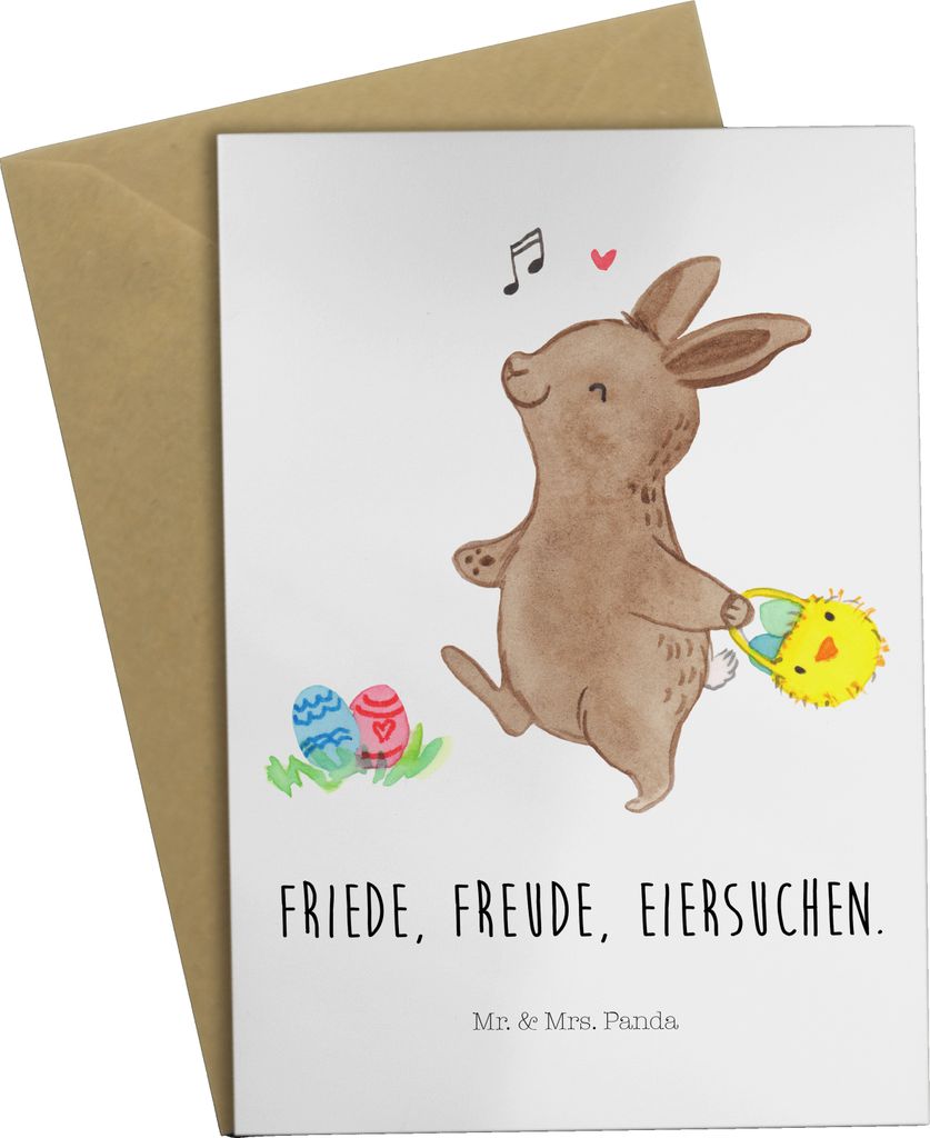 Mr. & Mrs. Panda Grußkarte Hasen Eier suchen - Weiß - Geschenk, Ostern, weihnachtskarten, neujahrskarte, hochzeitskarten, Grußkarten, einladungs...