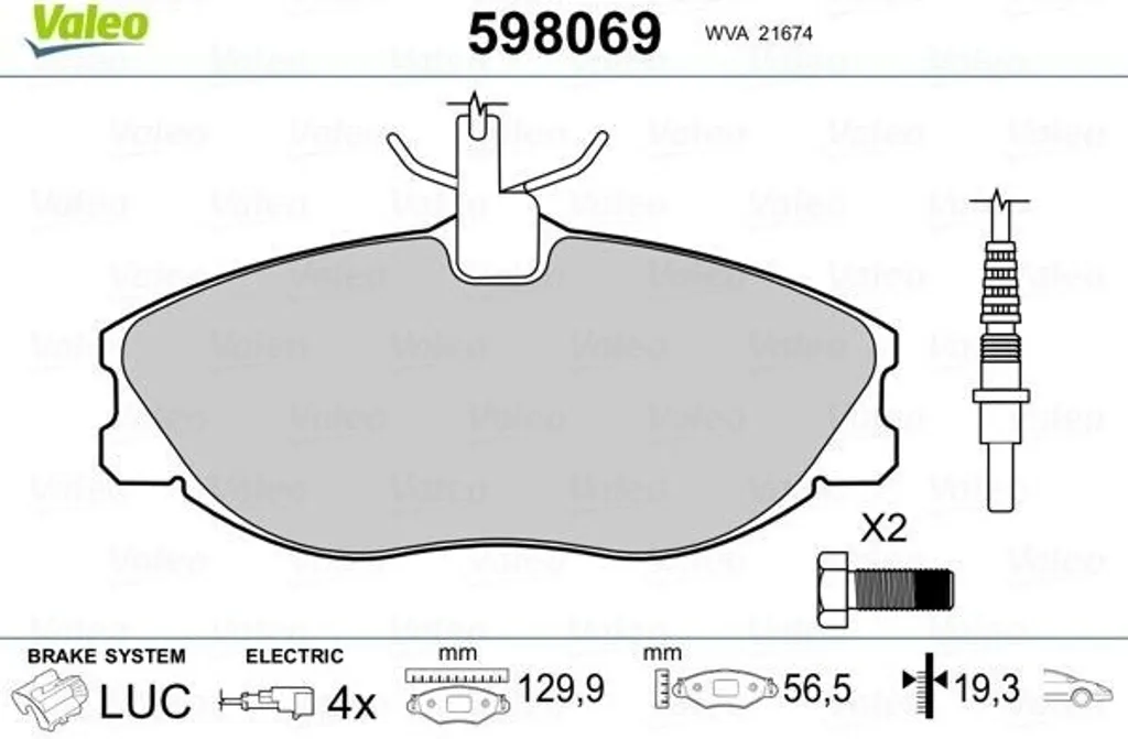 Plaquettes de frein avant Valeo 598069 idéales pour Peugeot 607 et 406