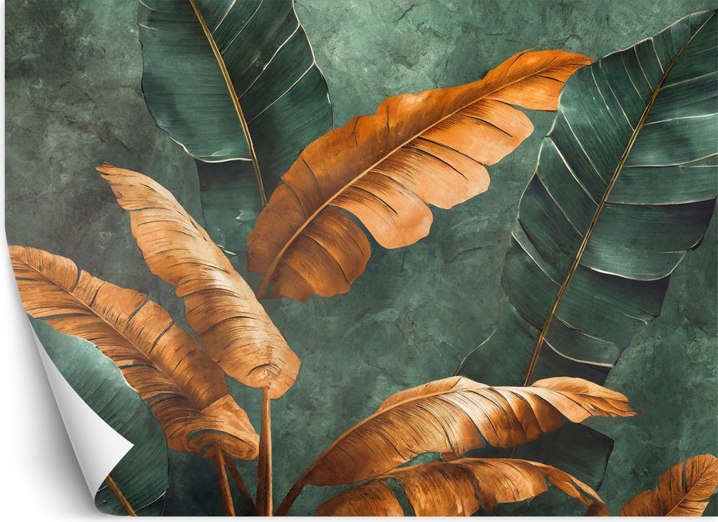 Vlies fototapete Tropische Bananenblätter 100x70 cm Feeby Grün inkl. Kleber einfache Montage
