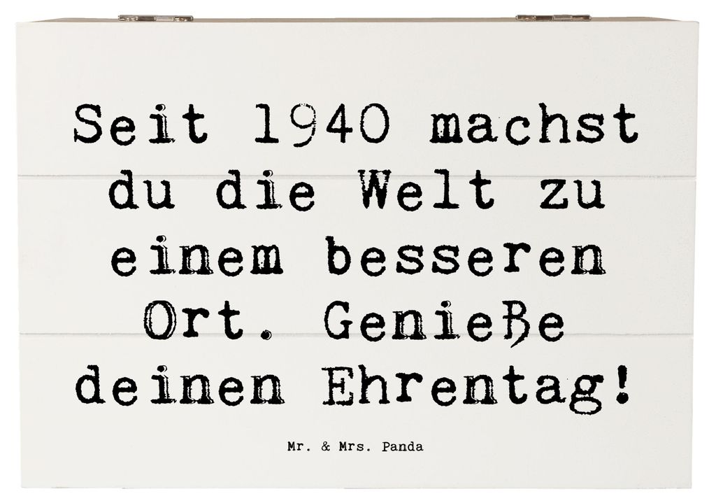 Mr. & Mrs. Panda Schatulle Spruch 1940 Geburtstag 22 x 15 cm - Weiß - Geschenk, fotobox, Geburtstagsgeschenk, fotokiste, Glückwunsch, Ehrentag fe...