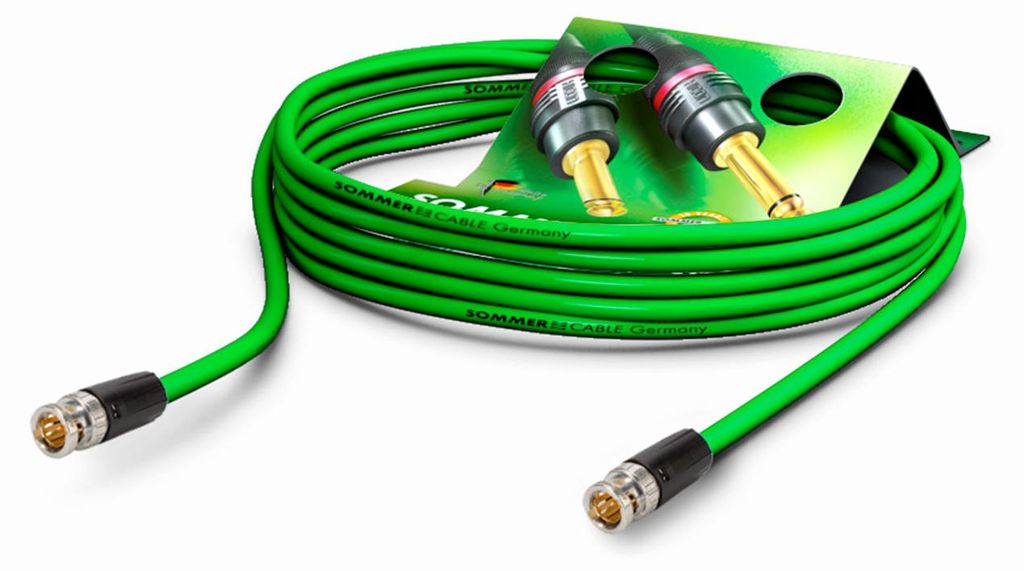 Video-Patchkabel HD-SDI (HDTV) SC-Vector 0.8/3.7, 1 x 0,80 mm² | BNC / BNC, NEUTRIK | 10,00m | grün | schwarz