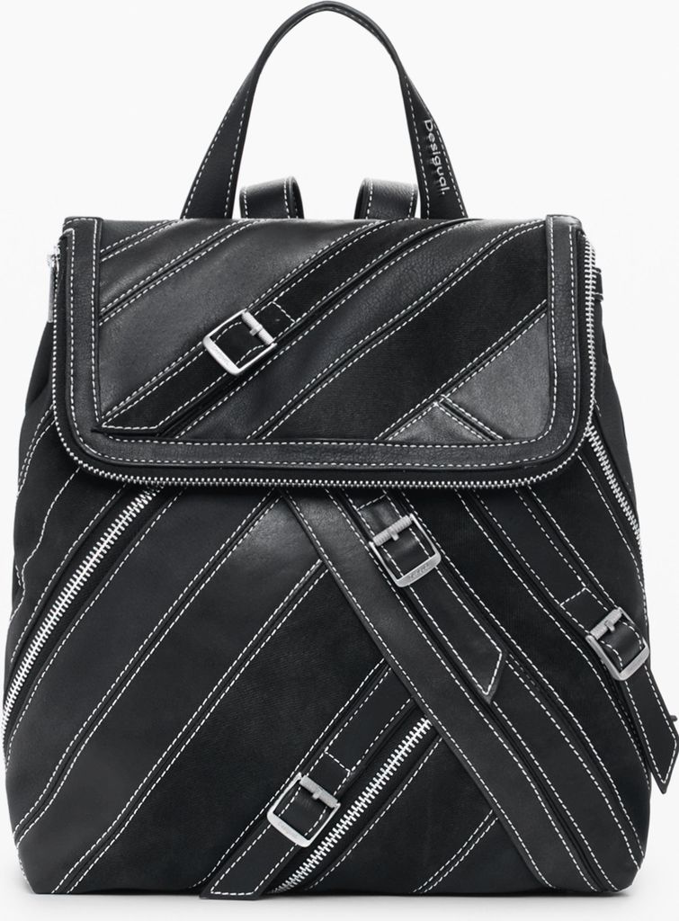 Stylischer schwarzer Damen-Rucksack mit modernen Details und Fächern