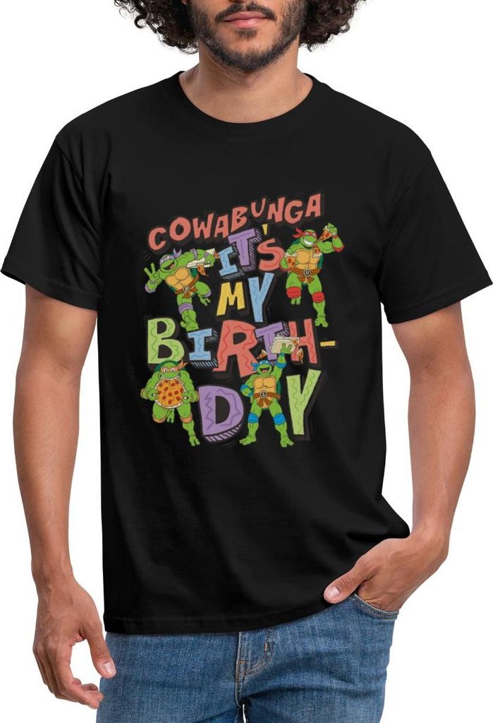 Spreadshirt Teenage Mutant Ninja Turtles It's My Birthday Männer T-Shirt, S, Schwarz