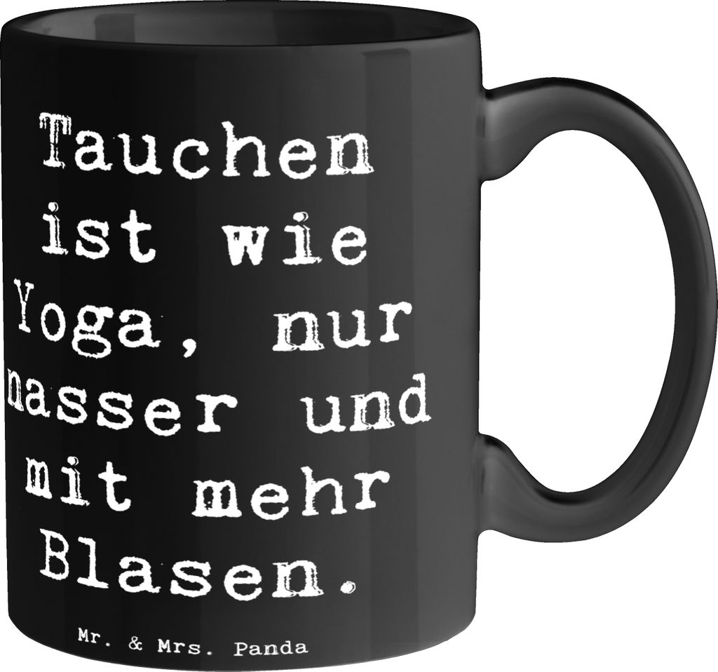 Mr. & Mrs. Panda Tasse Spruch Tauchen Yoga - Schwarz - Geschenk, Unterwasserwelt, Sportler, Sportart, schöne, Freizeitaktivität, Abenteuer, Kaffe...