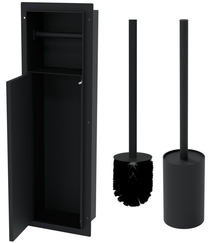HAGO24 WC Modul Edelstahl Schwarz Einbauschrank Unterputz Produktbild 