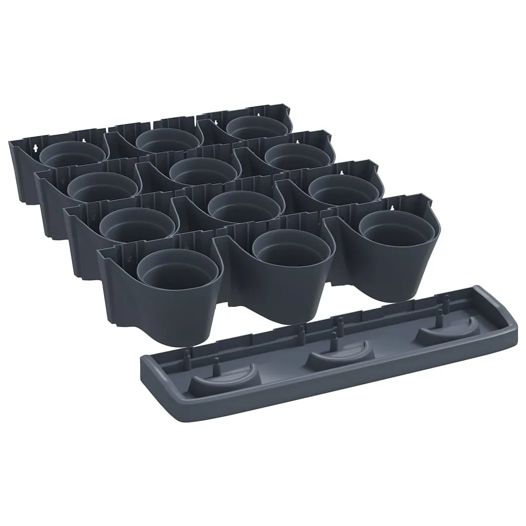 Set 12 Pots Verticaux en Polypropylène Anthracite - Durable et Modulaire