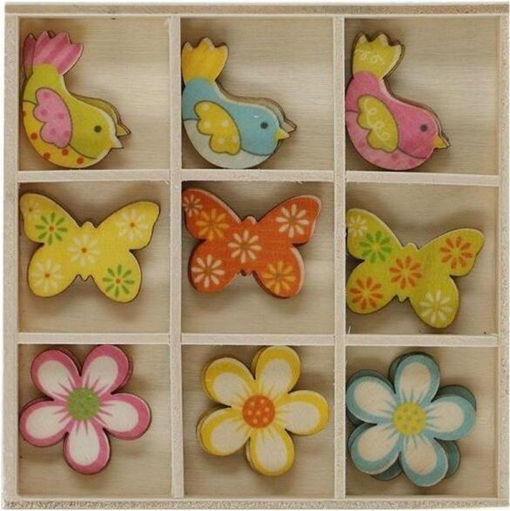 Holzdekorationen in einer Box Mix Muster 27pcs