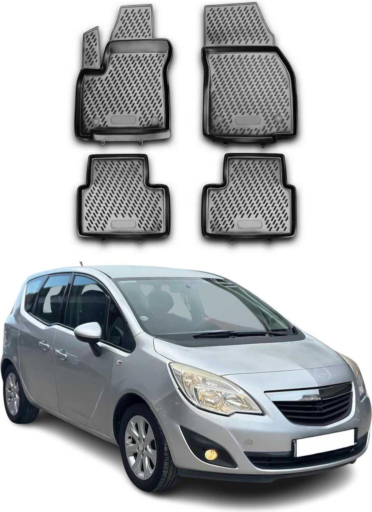 OMAC Gummimatten Fußmatten für Opel Meriva B 2010-2017 TPE Automatten Schwarz 4x