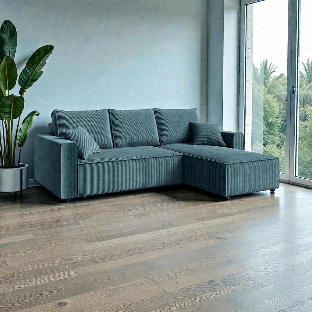 FurMeb24 ECKSOFA mit Schlaffunktion und bettkasten ALCOS L 232 cm × 143 cm × 85 cm Stoff POSO 26