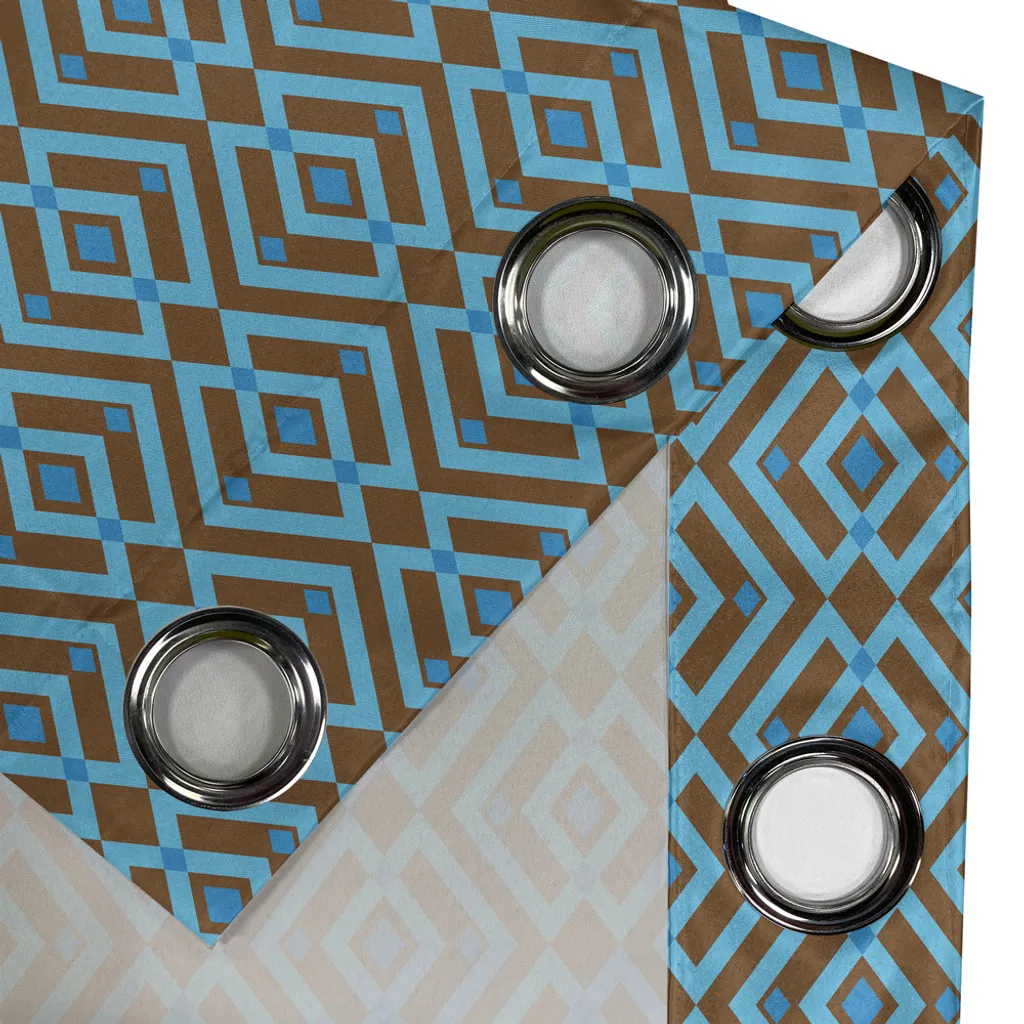 Tende Moderne Chevron ABAKUHAUS 280x225 - Motivo Astratto Marrone Blu - 2