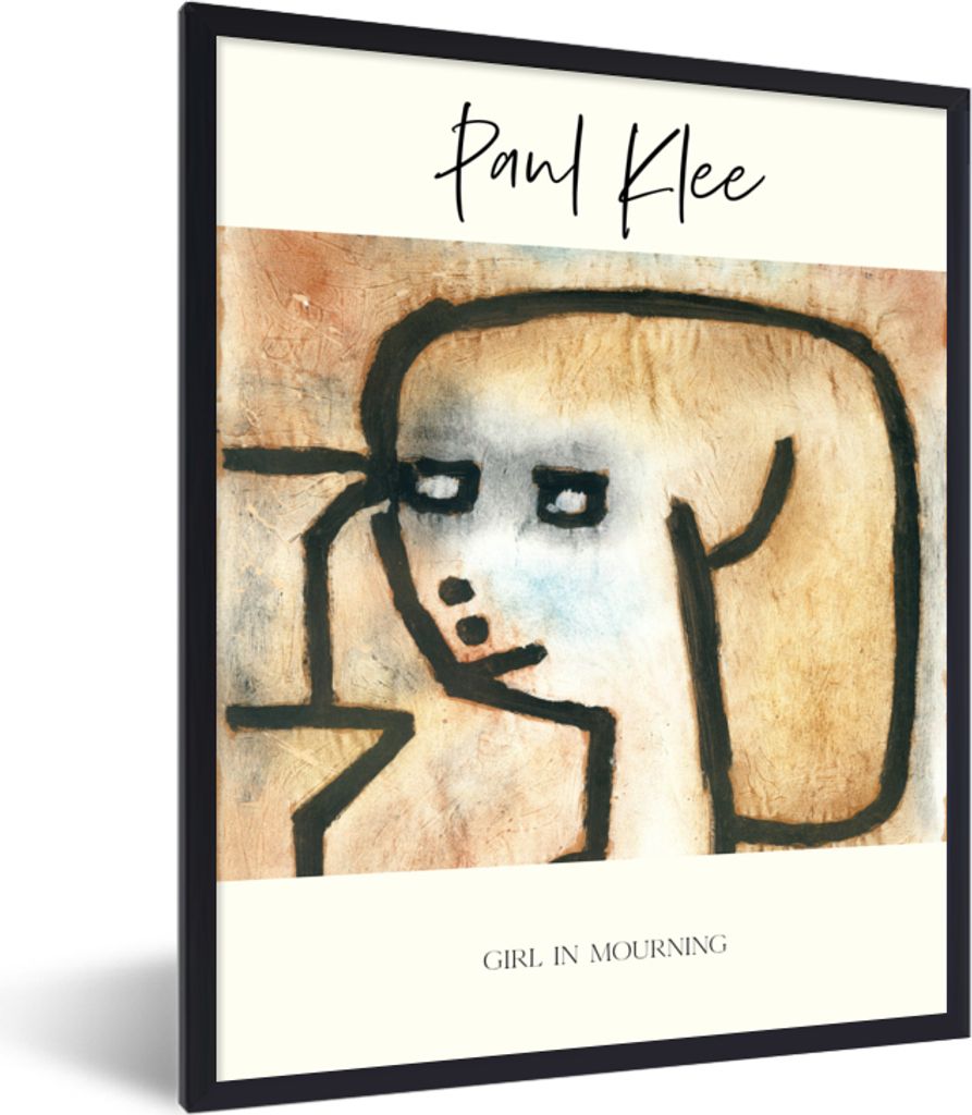 MuchoWow Gerahmtes Poster Paul Klee - Kunst - Trauerndes Mädchen 60x80 cm - Poster mit Schwarzem Bilderrahmen Wandposter Rahmen Foto Bilder - Pr...