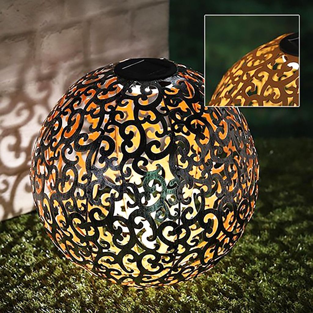 Sfera decorativa solare in metallo - Ø 28,5 cm - bianco Immagine del prodotto 