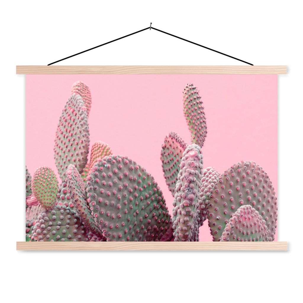 MuchoWow Textilposter Kaktus - Pflanzen - Sommer 60x40 cm mit holzfarbenen Rahmen - Bilder