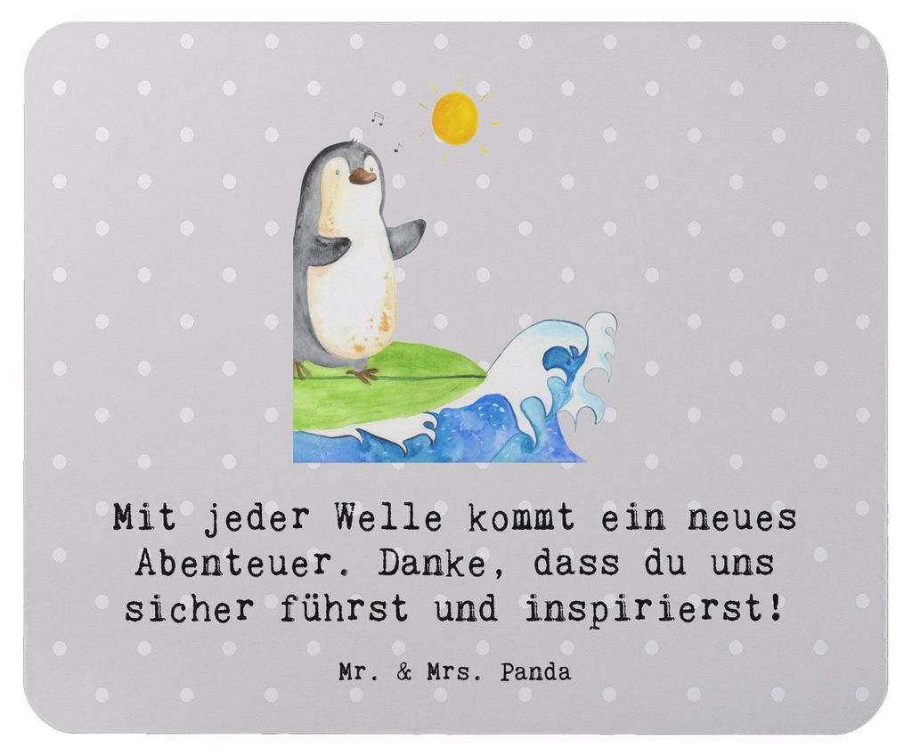Mr. & Mrs. Panda mauspad laptop Surfen Trainerin Abenteuer - Grau Pastell - Geschenk, Sportart, Anerkennung, Ozeansport, Unterricht, mousematte, Sp...