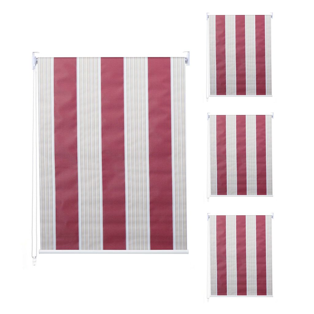 4er-Set Rollo HWC-D52, Fensterrollo Seitenzugrollo Jalousie, 120x230cm Sonnenschutz blickdicht rot/weiß/beige