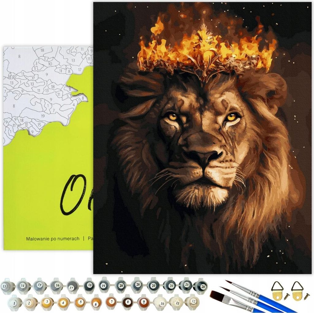 Malen nach Zahlen Erwachsene Tiere Löwe Feuer 50x40 - 28 Produktbild 