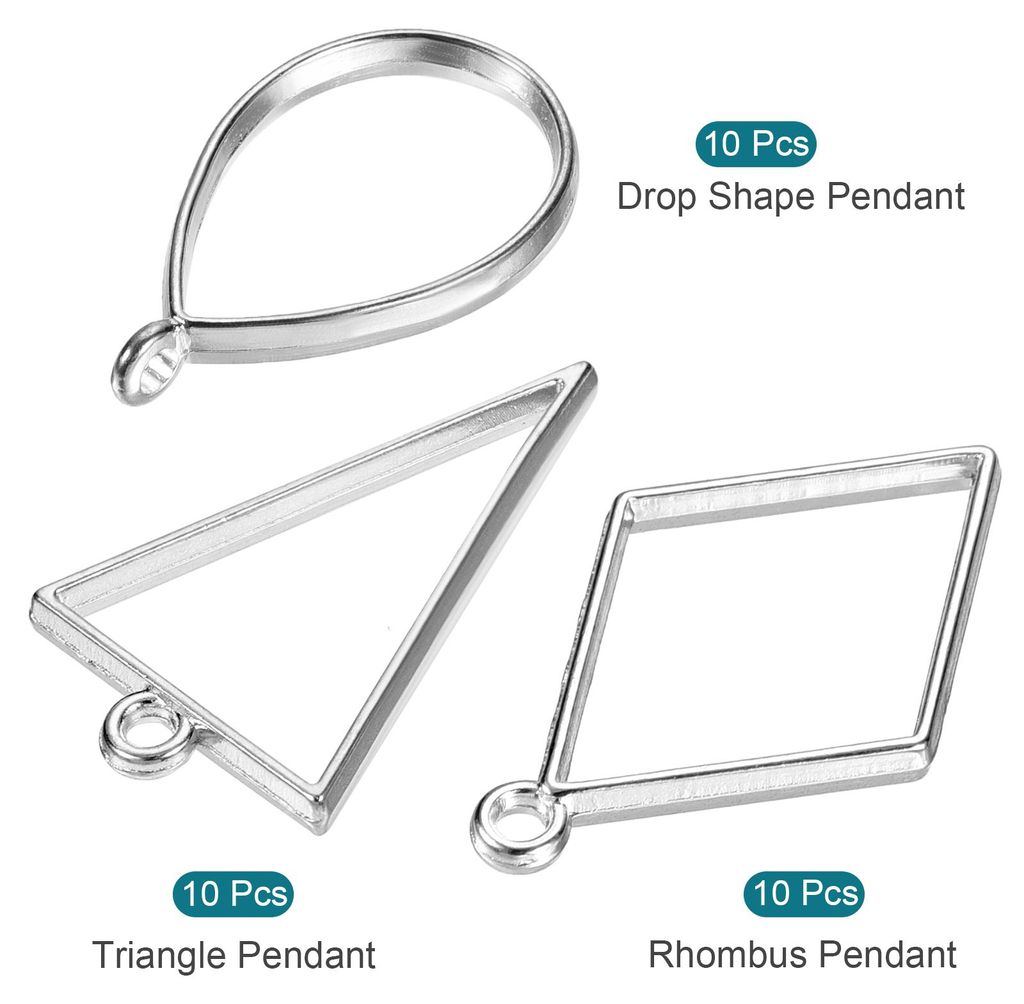 Set 30in1 Harz Anh?nger Tropfen Form/Dreieck/Rhombus Geometrisch Hohle Silberton