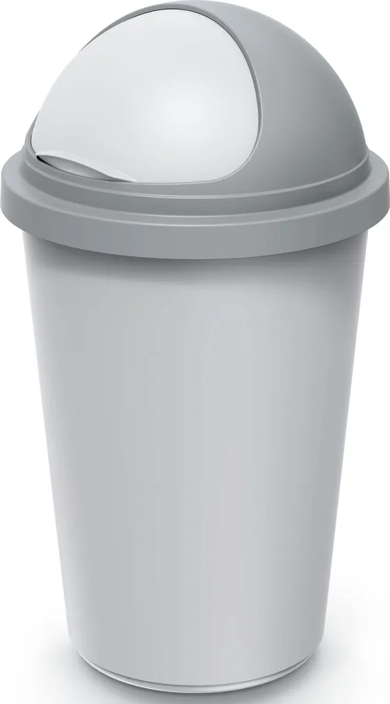 Poubelle de Cuisine 50L en Plastique Argenté avec Couvercle Verrouillable