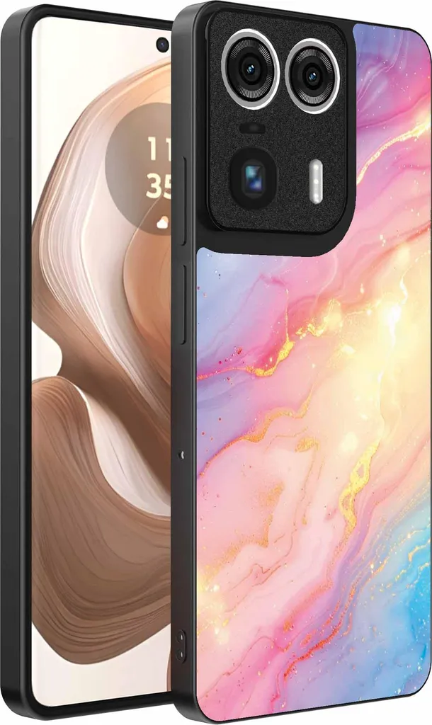 Adatto per Motorola Edge 50 Ultra Custodia per telefono con stampa marmo scintillante arcobaleno - TPU Backcover Case Rainbow Glitter Marble Design - Smartphonica