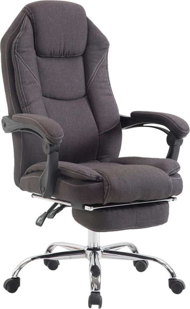 DELUKE Bürostuhl MEDHA Stoff - 114x67x64, Dunkelgrau | Stoff | Metall in Chromoptik Gestell | ergonomische Bürostühle Homeoffice Stuhl mit Rollen